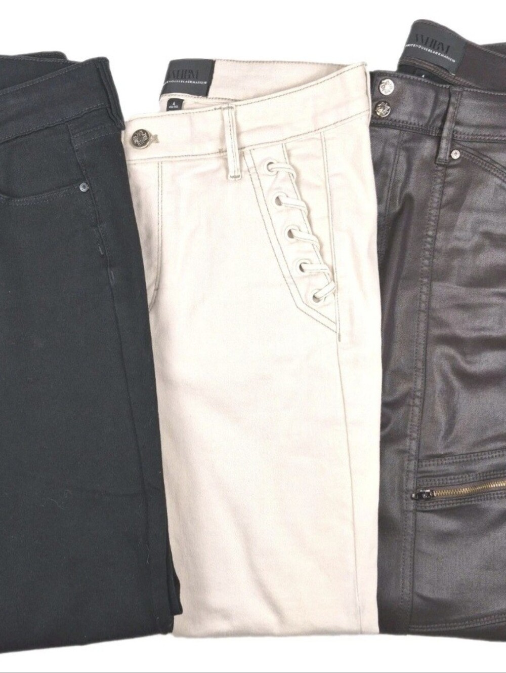White House Black Market Lot Of 3 Womens Sz 4 Slim NWOT Blk/Ivory/dkBrown Sku700